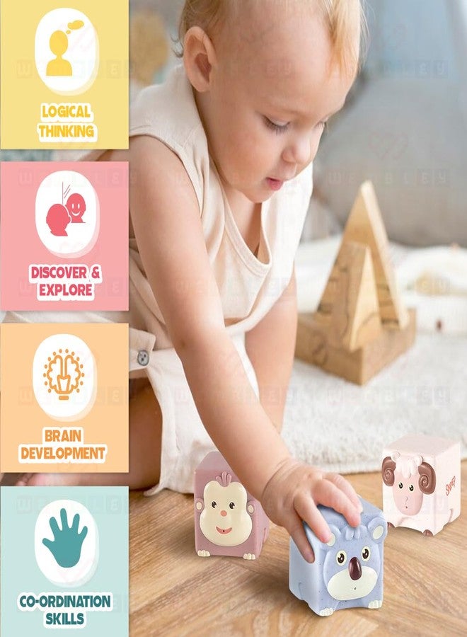 ويمبلي مجموعة استحمام ويمبلي الناعمة للأطفال، 6 قطع، لعبة حيوانات عائمة قابلة للضغط، آمنة وخالية من مادة BPA، لعبة حسية تعليمية، تدعم المهارات الحركية والتنسيق بين اليد والعين، وسيلة ممتعة للتعلم وتخفيف آلام التسنين - Image 4